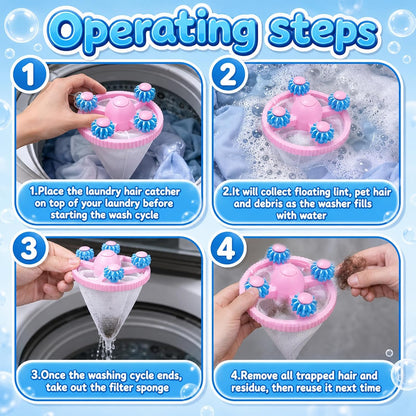 3-Pack Washing Machine Floating Hair Filter Mesh Bag, Reusable Lint Catcher, Pet Dog Cat Hair Remover for Laundry