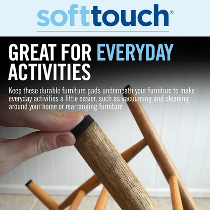 SoftTouch 1.5" Round Reusable Felt Furniture Sliders for Hard Surfaces, Noise-Reducing Adhesive Furniture Moving Pads for Beds, Sofas, Dressers, Set of 24, Beige