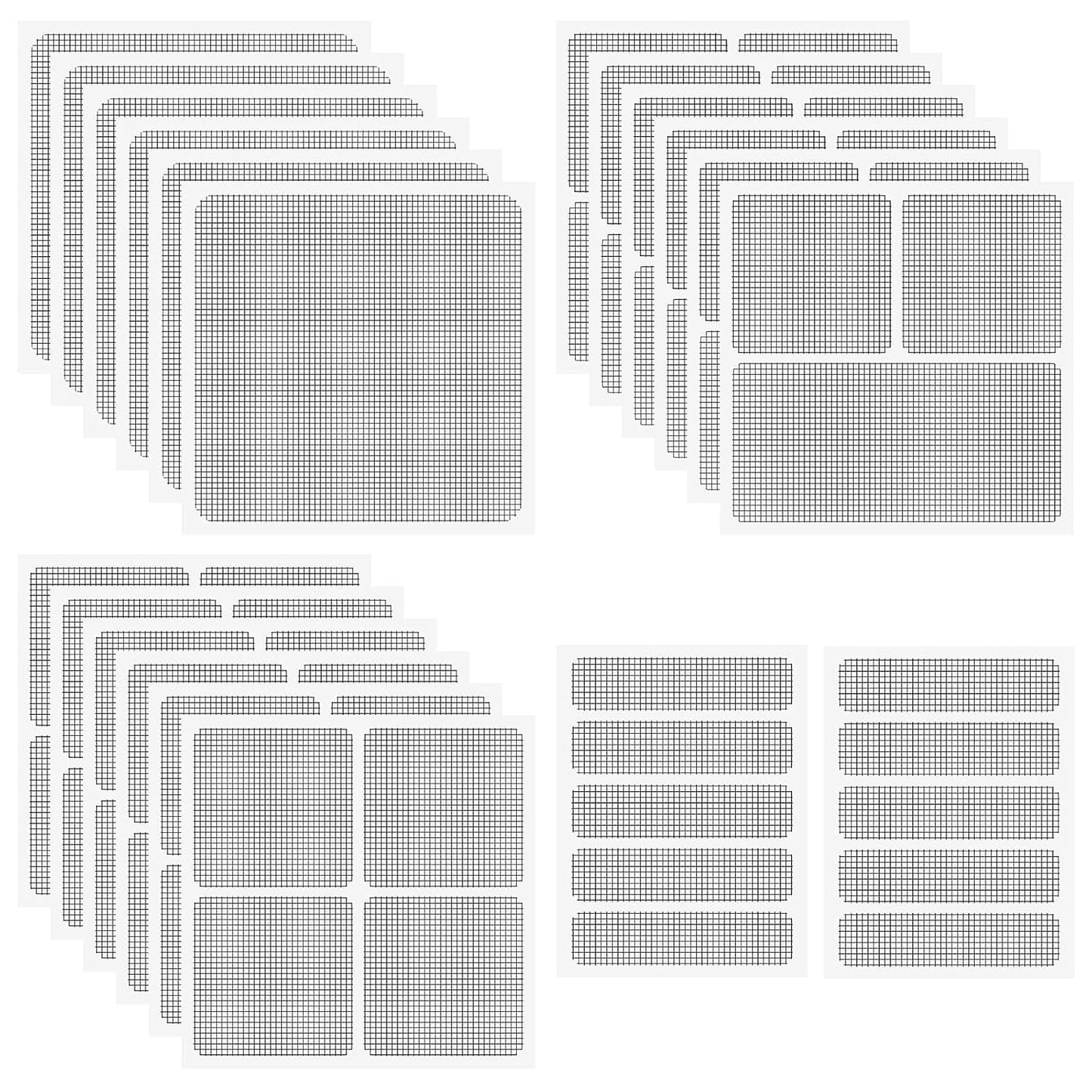 20Sheets Window Screen Patches Repair Kit, 4 Sizes Black Windows Screen Repair Mesh Tapes Blow Dryer, Self-Adhesive Windows Screen Repair Tapes for Window, Door, Screen Tears Holes