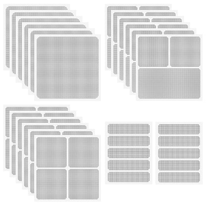 20Sheets Window Screen Patches Repair Kit, 4 Sizes Black Windows Screen Repair Mesh Tapes Blow Dryer, Self-Adhesive Windows Screen Repair Tapes for Window, Door, Screen Tears Holes