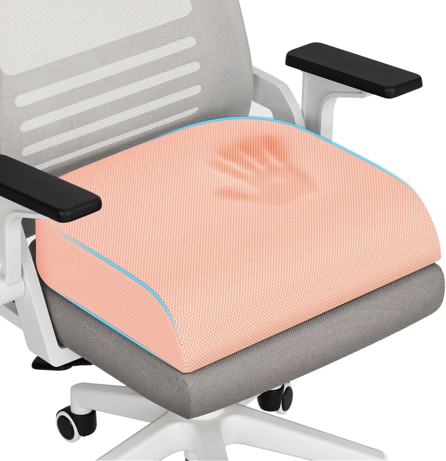 TranquilRelax Memory Foam Seat Cushion for Office Chair, 3-Inch, Black | Medium-firm Support for Long Sitting, Washable Mesh Cover, Non-slip Base, Perfect for Car Seats & Short Drivers