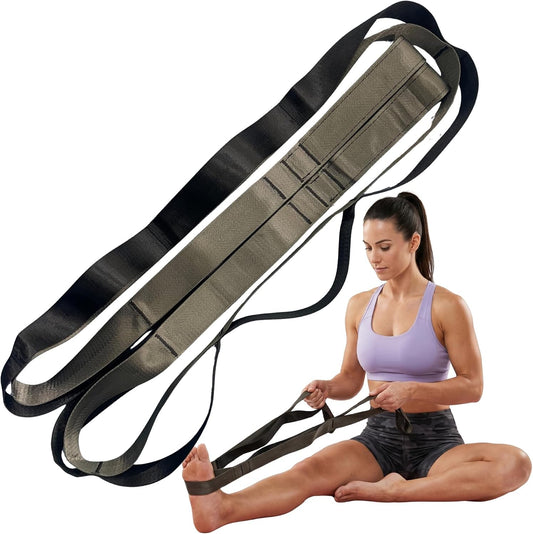 Stretching Strap with 12 Loops-Non-Elastic Physical Therapy with Carry Bag