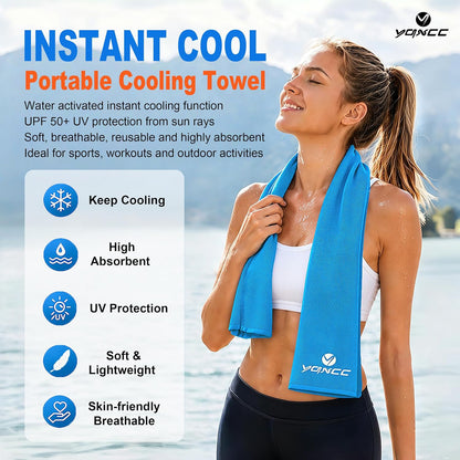 YQXCC 4 Pack Cooling Towels (47"x12"), Ice Cool Towels for Neck & Face | Soft Breathable Microfiber, Instant Cooling Neck Wraps, Ideal for Yoga, Golf, Gym, Running, Camping & Hot Weather