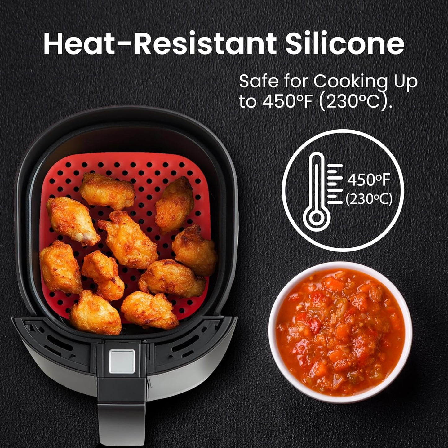 Lotteli Kitchen, Reusable Air Fryer Liners, 6.5 in Square, 3 Pack | Air Fryer Accessories - Square Silicone Liners for 2 QT Baskets - Dishwasher Safe, Non-Stick, No Scrubbing