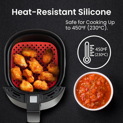 Lotteli Kitchen, Reusable Air Fryer Liners, 6.5 in Square, 3 Pack | Air Fryer Accessories - Square Silicone Liners for 2 QT Baskets - Dishwasher Safe, Non-Stick, No Scrubbing