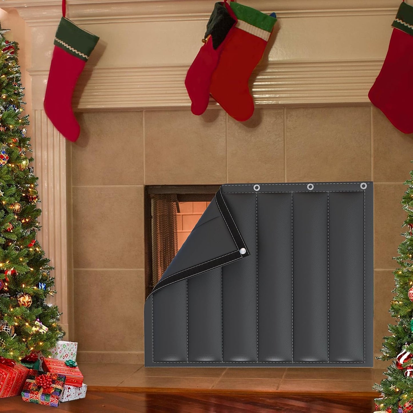 Magnetic Fireplace Covers for Stopping Heat Loss,4-Layers Insulated Fireplace Draft Stopper Blanket,Magnet Fireplace Blanket for Inside Fireplace,Fireplace Draft Blocker,39''W x 32''H(1x0.82m)