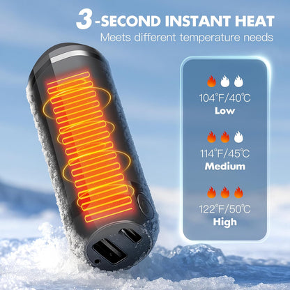 3 in 1 AI Hand Warmers Rechargeable 2 Pack, Magnetic Electric Hand Warmers,Flashlight Function, 10000mAh-3-Level Heat,Slim Pocket, Outdoors, Camping,Hunting, for Men and Women.