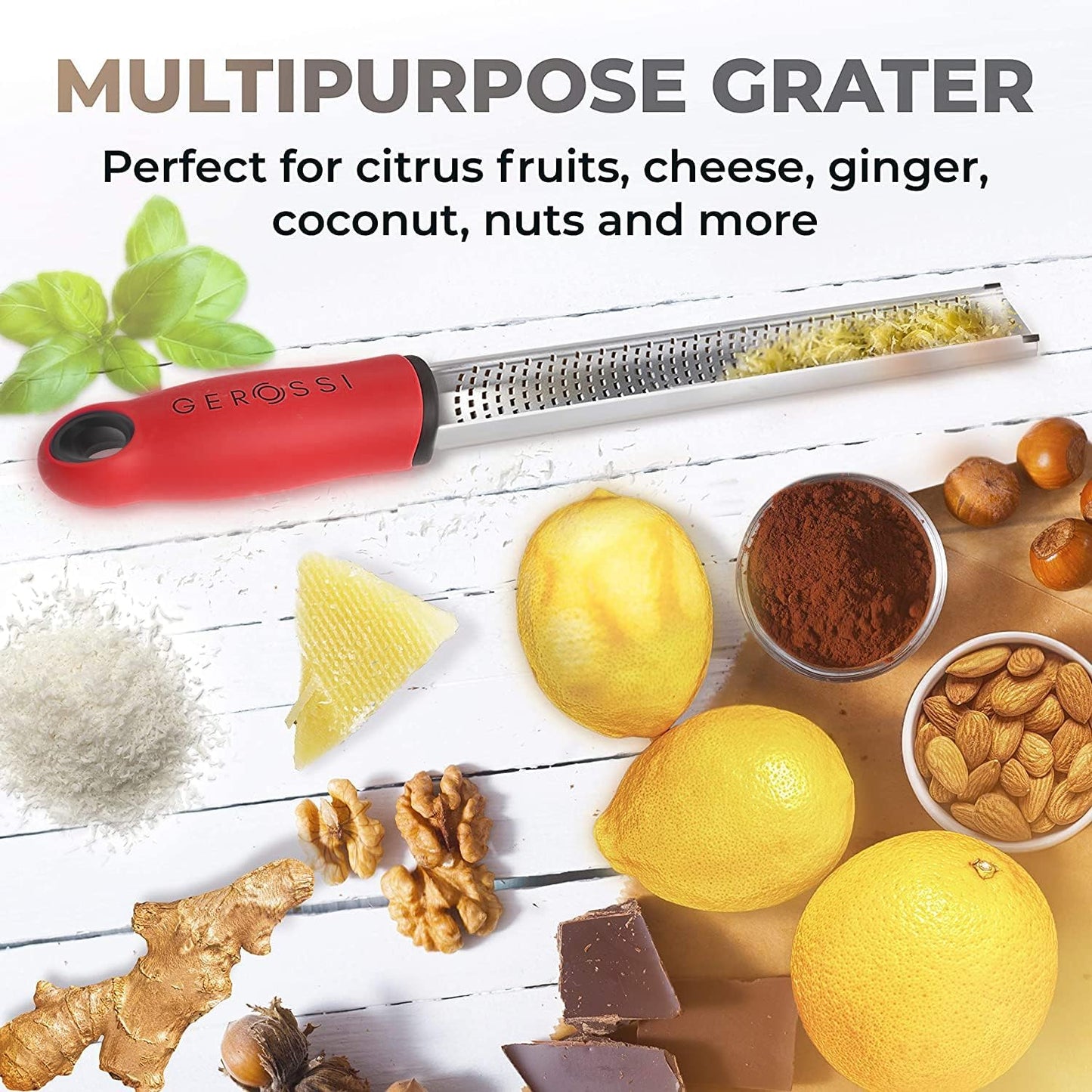 Stainless Steel Cheese Grater & Lemon Zester w/Extra Sharp Blade - Perfect for Lemon, Parmesan, Garlic, Chocolate - Spice Up any Dish in Seconds w/Your Premium Citrus Hand Grater with Handle - Blue