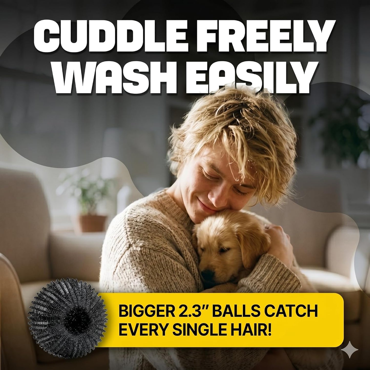 PHOBA 15-Pack Fabric Softening & Pet Hair Laundry Balls, 2.3-Inch Reusable Anti-Tangle Dryer Balls, Dog & Cat Fur Lint Catcher for Clothes and Bedding, Multi-Functional Fabric Care Set