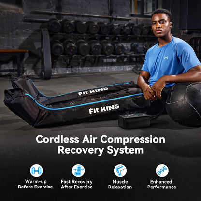 FIT KING Air Compression Recovery System, Cordless 5-Zone Leg Massager | Recovery Boots with 5 Chambers, Customized Zone Massage Optional, FSA-HSA (Large)