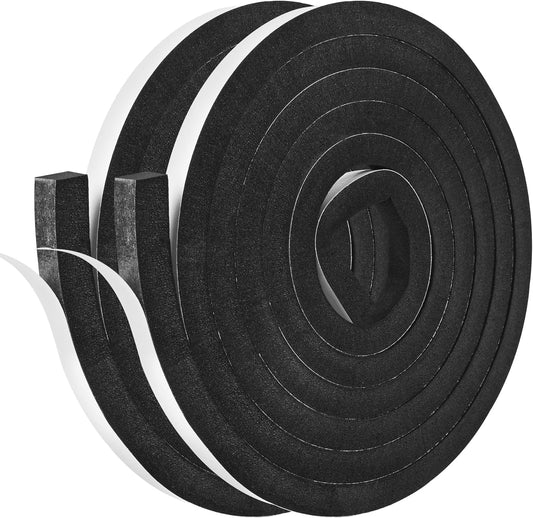 Kikerike Self Adhesive Foam Tape Weatherstrip 1/2In x 1/4In x 42Ft High Density Foam Insulation Strips Seal Weather Stripping with Strong Adhesive for Door and Window Sound Isolation Soundproofing