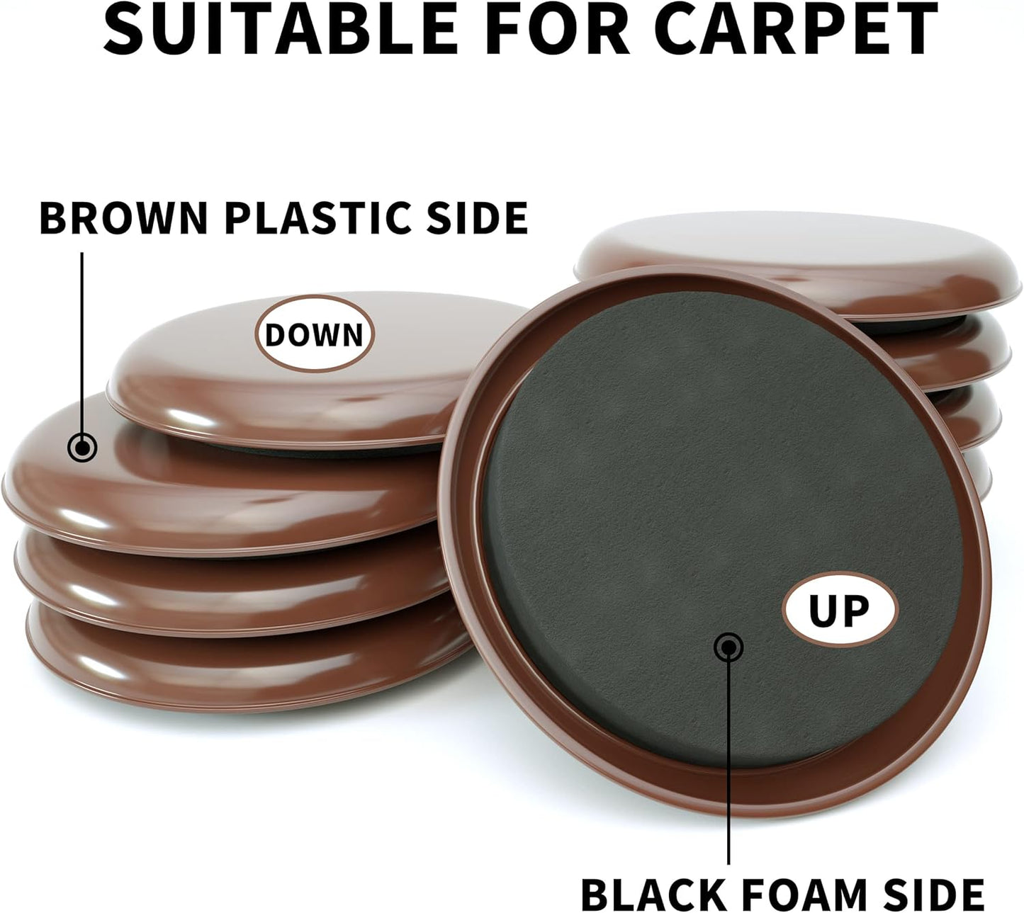 Furniture Sliders, 20pcs-3 1/2” Furniture Sliders for Carpet, Furniture Pads Hardwoods Floors, Heavy Duty Furniture Movers Sliders, Reusable Furniture Moving Pads, Floor Protectors for Carpet