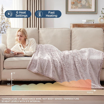 Westinghouse Electric Blanket Heated Throw, 6 Heat Settings, Grey