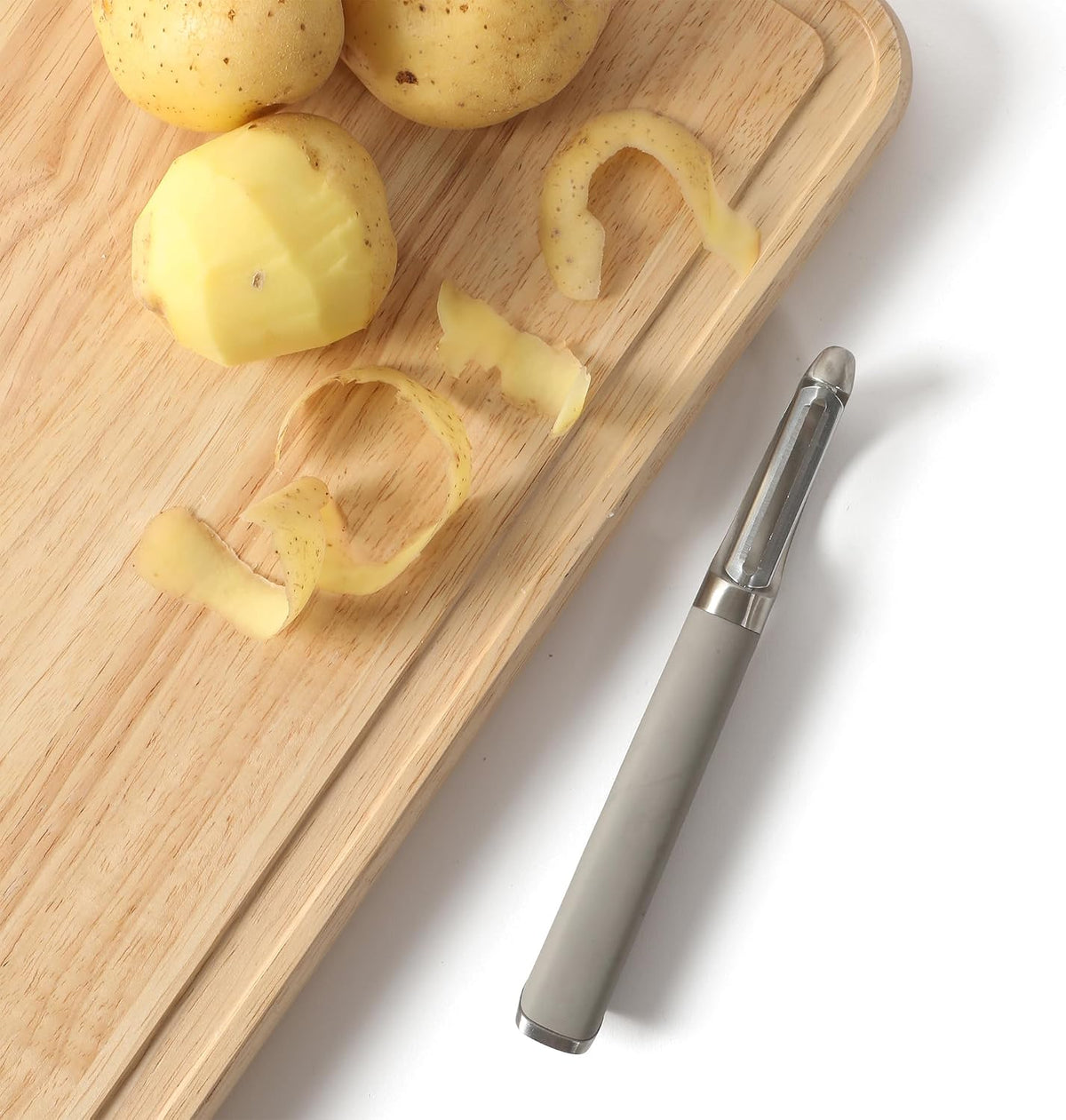 Calphalon Stainless Steel Vegetable Peeler with Swivel Blade, Ergonomic Non-Slip Grip Handle for Fruits & Vegetables, Kitchen Peeler for Smooth Peeling & Meal Prep