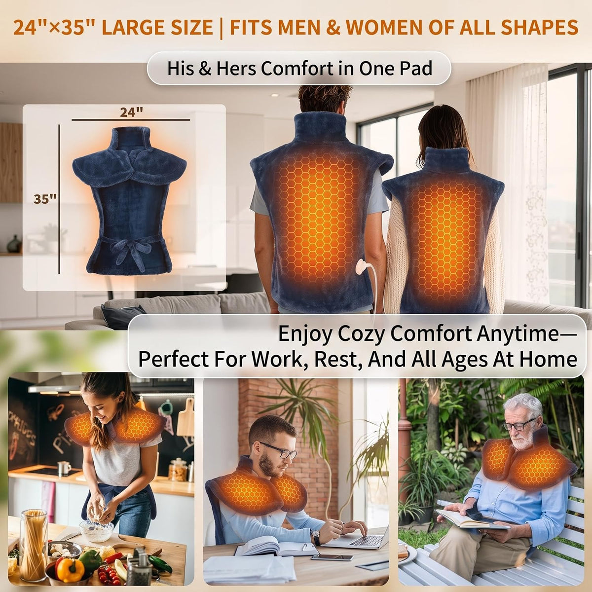 Massaging Heating Pad for Neck and Shoulders and Back, Gifts for Mom Dad
