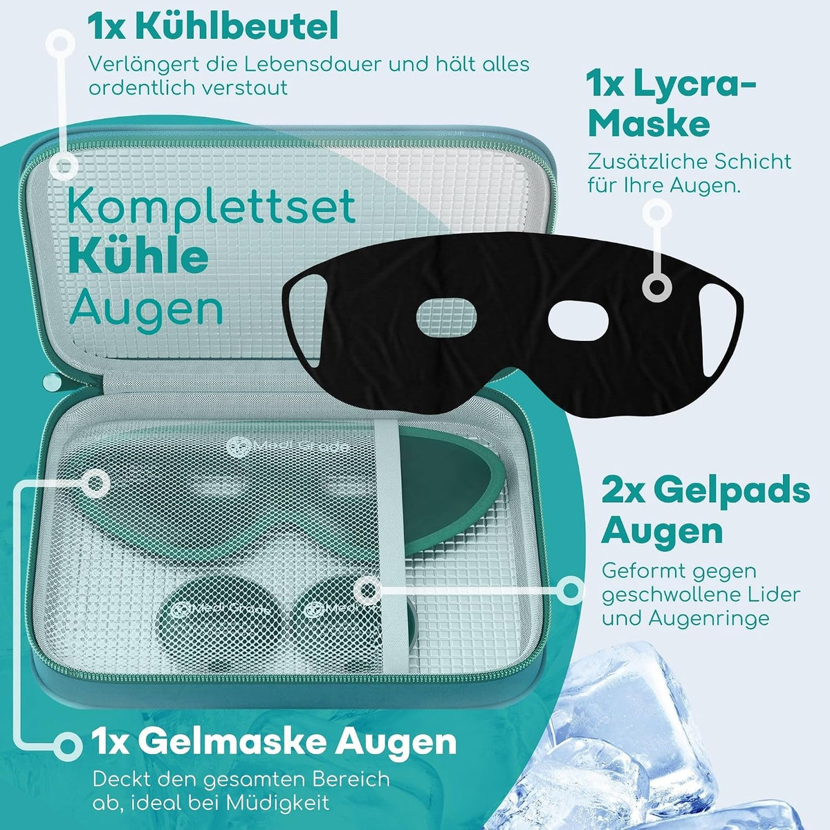 Medi Grade Cooling Eye Mask for Dark Circles and Puffiness, 2 Gel Eye Pads