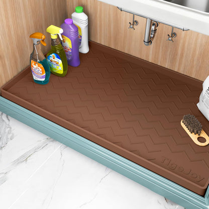 TigeJoy Under Sink Mats for Kitchen Waterproof 34" x 22", Cabinet Liner | Leak-Proof Silicone Mat Sink Protector, Kitchen Essentials Organizer and Storage,Boot or Shoe Tray, Pet Feeding Mat