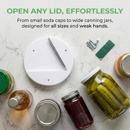 Jar Openers 2026 for Seniors Under Cabinet With Weak Hands or Arthritis, One Handed Bottle Openers, Easy to Use Kitchen Can Opener - White