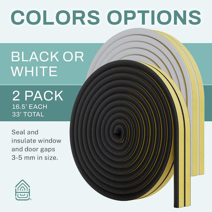 66 Feet Self Stick Foam Weather Stripping Door Window Seal Draft Stopper Insulation Tape for Windows and Doors Soundproof Weatherstripping Gap Blocker