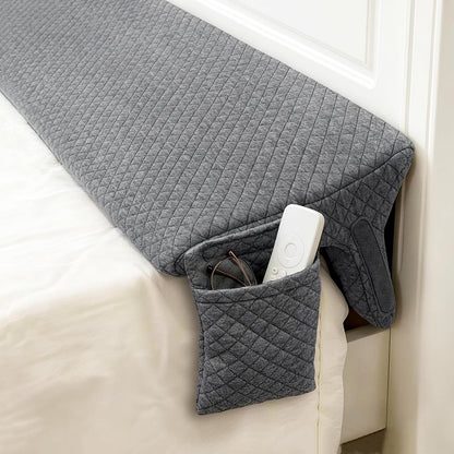 JZHLLA Triangle Bed Gap Filler King, Prevent Items from Falling | High Density Foam Headboard Gap Filler Pillow with 2 PCS Pockets and Removable Washable Cover Grey