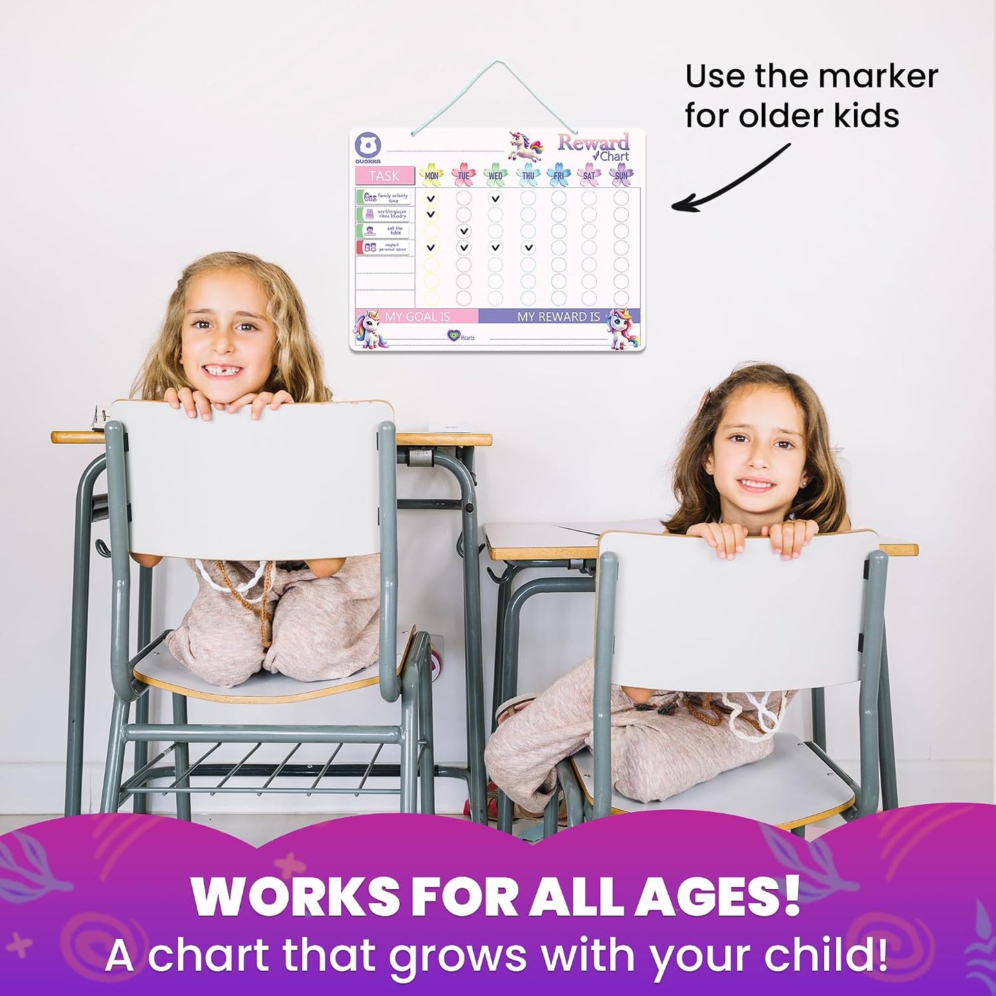 Magnetic Chore Chart for Kids - Reward Behavior Chart for Kids at Home | Dry Erase Morning Routine Schedule Board - Responsibility Star Chart for Toddlers 3-5 - 48 Magnets and 49 Stars