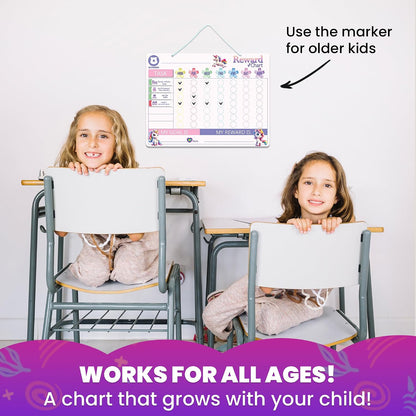 Magnetic Chore Chart for Kids - Reward Behavior Chart for Kids at Home | Dry Erase Morning Routine Schedule Board - Responsibility Star Chart for Toddlers 3-5 - 48 Magnets and 49 Stars