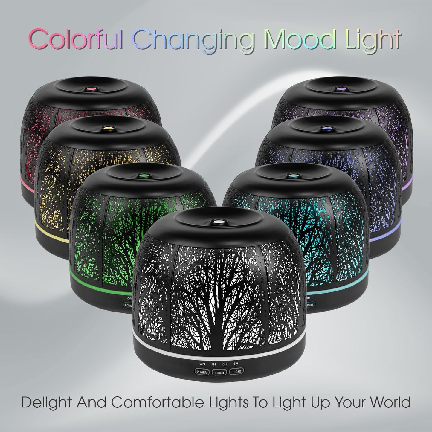 ARVIDSSON Essential Oil Diffuser 500ml, Aromatherapy Diffuser for Home, Ultrasonic Diffusers for Essential Oils, Metal Oil Diffuser with 7 Color LED Lights, Mist Timer and Auto Shut-Off Function