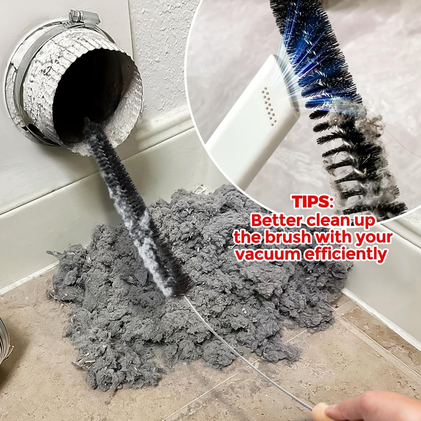 Holikme Dryer Vent Cleaner Kit, 2 Pcs Replacement Lint Brush for Vent Trap | Dryer Vent Cleaning Kit with Crevice Tool - Deep Lint Brush for Dryer Trap & Filter, Flexible Nylon Bristles