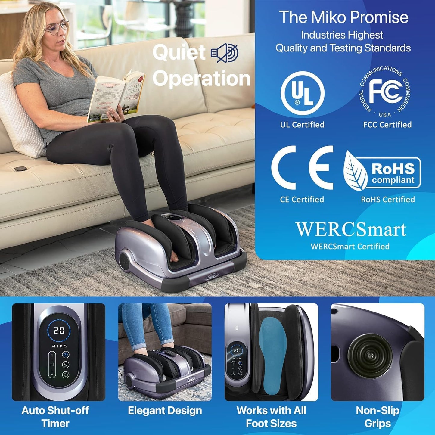 Miko Shiatsu Foot Massager with Heat and Deep Kneading