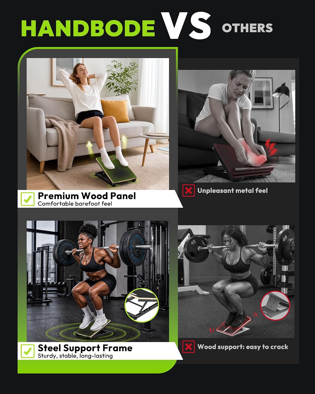 Wooden Slant Board, 660 lb Steel Frame, Five-Angle Calf Stretcher | 15 To 40 Degree Inclines, Multilayer Deck, Non-Slip Surface, Squats, Heel Raises, Ankle Mobility, Home Gym, No Assembly