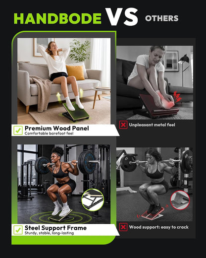 Wooden Slant Board, 660 lb Steel Frame, Five-Angle Calf Stretcher | 15 To 40 Degree Inclines, Multilayer Deck, Non-Slip Surface, Squats, Heel Raises, Ankle Mobility, Home Gym, No Assembly
