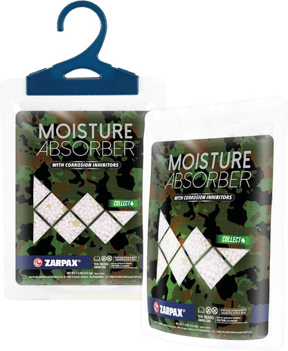 Zarpax Moisture Absorber Sachets Activated Charcoal 7.5 oz/212g - Remove Excess Moisture In Air & Odor - Desiccant Dehumidifier for Closet, Drawer, Storage - Dampness & Humidity Control - Set of 5