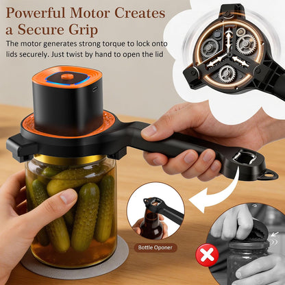 Electric Jar Opener for Seniors with Auto-Adjusting Gripper,Fit 1"-3.5" Cap | Rechargeable Jar & Bottle Openers for Weak Hands and Arthritis, Easy Twist Off Lid Opener with Rubber Gripper Pad，Red
