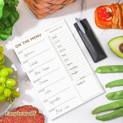 Thboxes 60 Sheets Magnetic Weekly Meal Planner for Fridge, Grocery List Pad | Tear-Off Shopping List, 7x10 In, Flower Design, Full Backing Grip, for Meal Prep, Kitchen, Families, Parents, Home Office