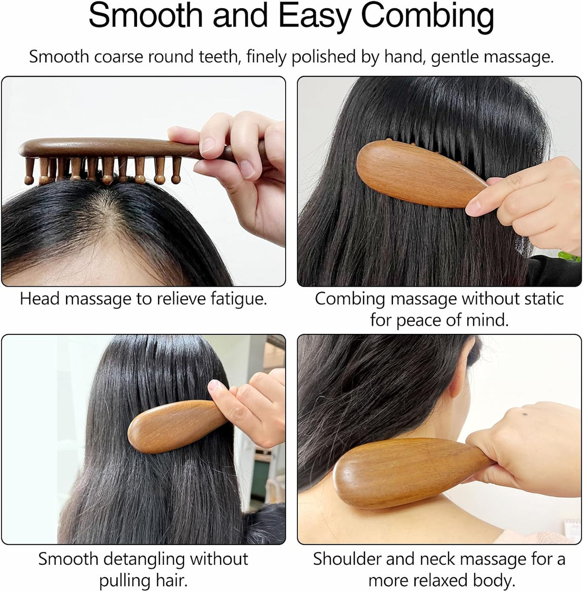 Sandalwood Comb Head Massager for Scalp Stress Relief - Gua Sha Comb for Headache, Neck, and Shoulder Relaxation - Relaxing Presents for Women/Mom/Sisters (1PC), Brown