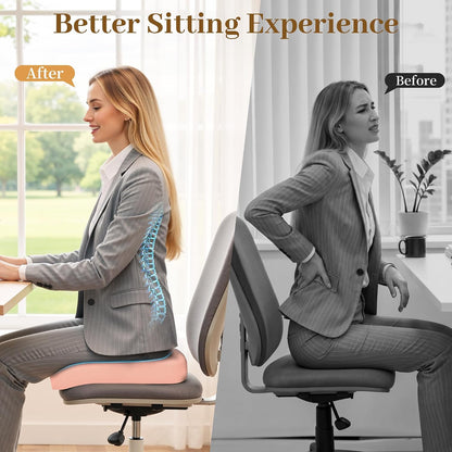 TranquilRelax Memory Foam Seat Cushion for Office Chair, 3-Inch, Black | Medium-firm Support for Long Sitting, Washable Mesh Cover, Non-slip Base, Perfect for Car Seats & Short Drivers