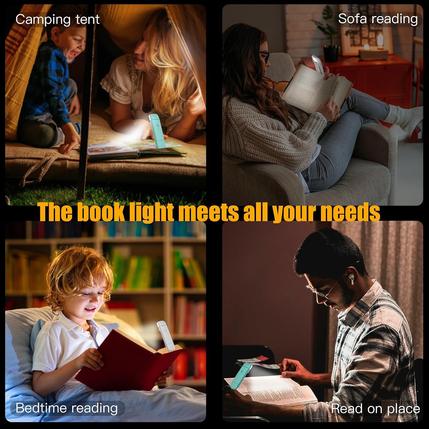 KunHe 10 Pack USB Rechargeable Book Light Bulk for Reading at Night in Bed LED Reading Lights with Clip for Kids & Adults Bulk Gift for Book Lovers