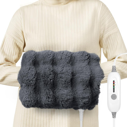 Double-Sided Heating Pad for Hands, Luxury Faux Fur Electric Hand Warmer for Fingers Arthritis, Heated Gloves Indoor Use, Hand Warmer Pouch for Women Men Hand Pain Relief, 3 Levels & Auto Off, Brown