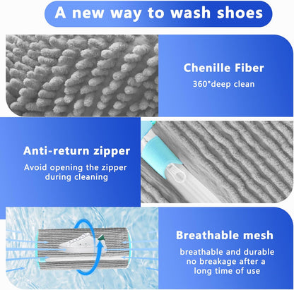Reusable Shoe Washing Bag, 2-Pack Chenille Laundry Bag for Washer & Dryer. | Soft chenille fibers help deep clean sneakers while the hidden zipper keeps shoes secure and helps protect your washer.