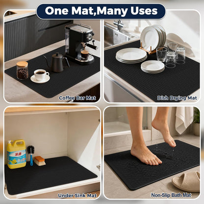28 x 20 in Electric Stove Top Cover Set with 2 Stove Gap Covers | Thickened food-grade silicone glass cooktop protector; 450°F heat resistant, extra counter space, raised-edge dish drying mat