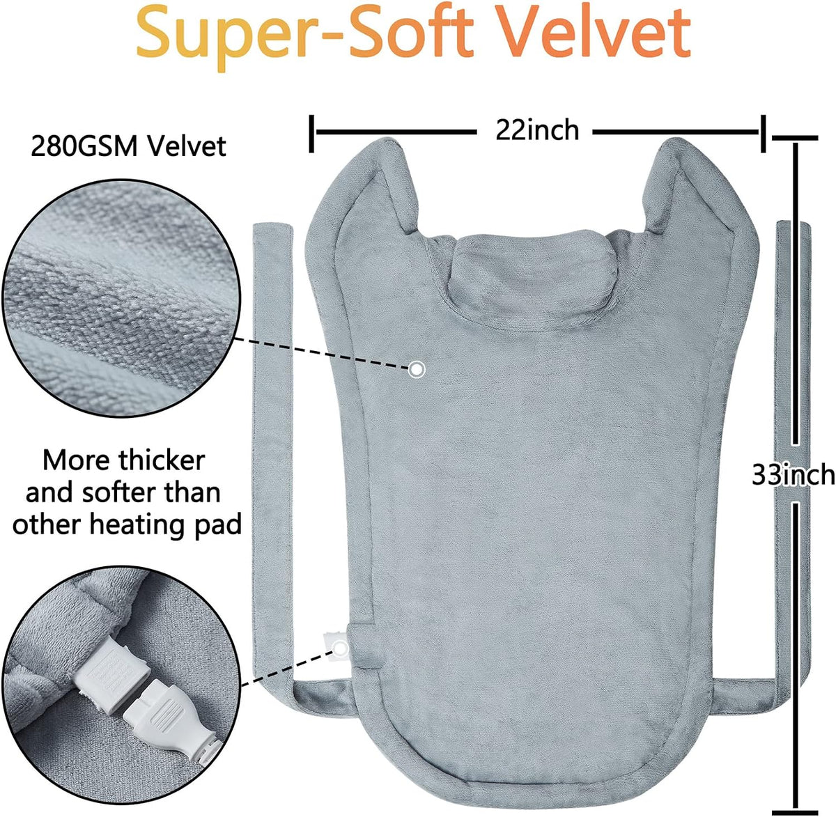 CAROMIO Massaging Heating Pad for Back Pain Relief, Neck and Shoulders