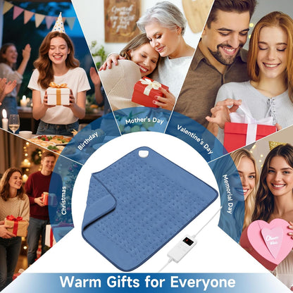 NBKLS Heating Pads for Back Neck Shoulder Pain, Electric Heating Pad Auto Shut Off, Fast Heat, Large Heating Pad Christmas Gift for Women Men, Birthday Gifts for Mom Dad (Blue)