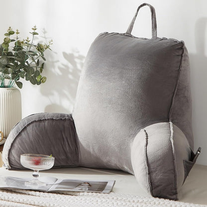 StarAneer Reading Pillow for Sitting in Bed Adult,Back for Bed Sitting Up, Pillow,Backrest Back Support Chair Pillow, College Dorm Essentials for Girls and Boys, Velvet Beige L