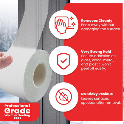 ArmorDillo Transparent Window Weather Sealing Tape, w Free Utility Knife, 2 inch X 120FT (40 YDS) - Clear Weather Stripping Tape, Draft Isolation & Insulation, No Residue, for Windows, Doors, AC & RV