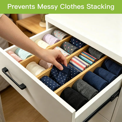 Utoplike 4 Pcs Bamboo Kitchen Drawer Dividers, Large Drawers Organizers | Adjustable Spring Loaded Expandable Organization, Works in Dresser, Bathroom, Bedroom, Office, Fit 17.8"-20.6" Drawer, 2.4"H