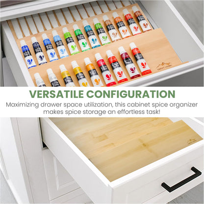 Sweet Living 4 tier spice rack drawer organizer for Kitchen Cabinets | Wooden spice drawer organizer, Space-Saving kitchen drawer organizer for Neat In-Drawer Spice Storage