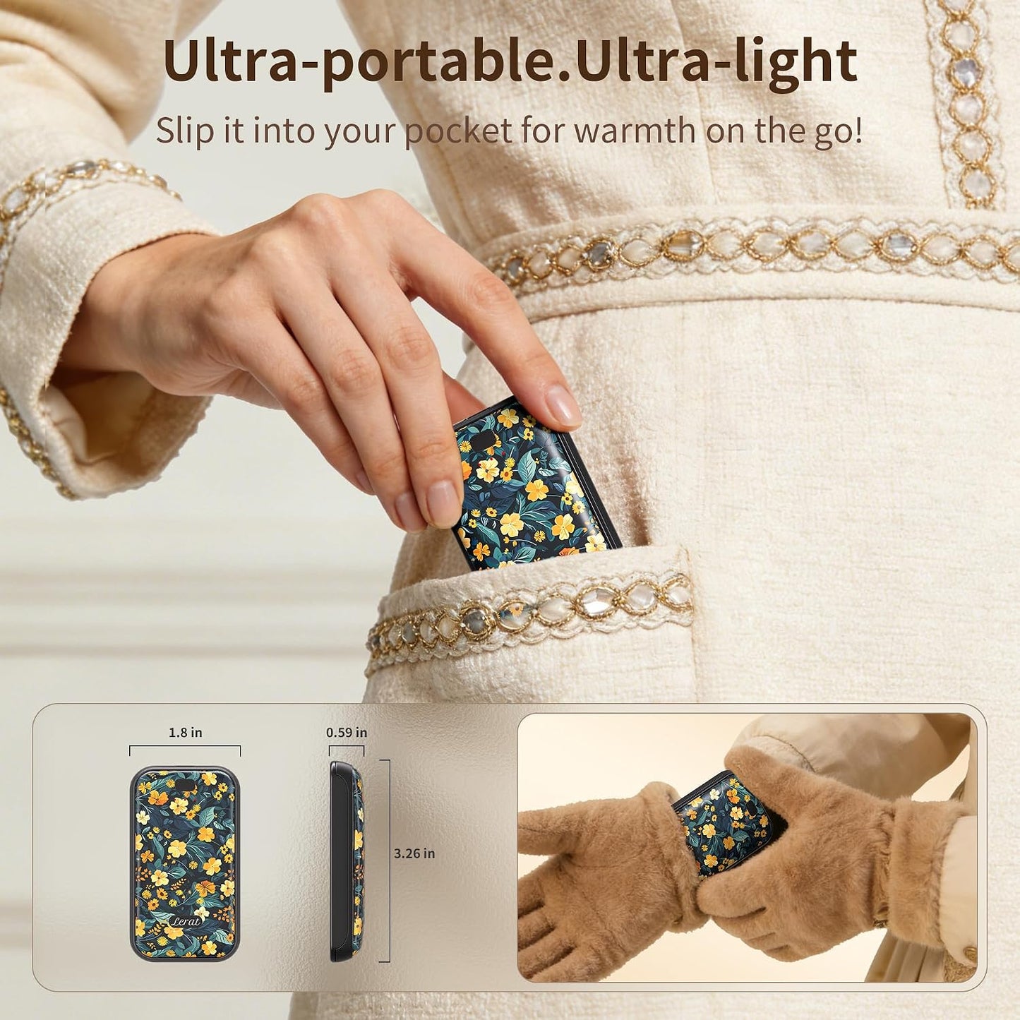 LERAT Hand Warmers Rechargeable,2 Pack Electric Hand Warmers,3-Second Fast Heating,3 Heat Settings,Portable & Lightweight Gifts for Women Men,Outdoor,Camping,Hiking,Skiing,Hunting,Travel