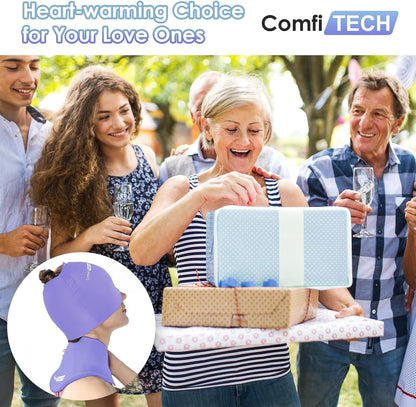 ComfiTECH Cold Cap and Neck Ice Pack Wrap Gel Combo, Care Package for Head and Cervical, Medium | Flexible after Frozen, Cold Cap & Cervical Cold Pack, Relieve Head & Eye, Stiff Neck, Office Tension, Sports Soreness