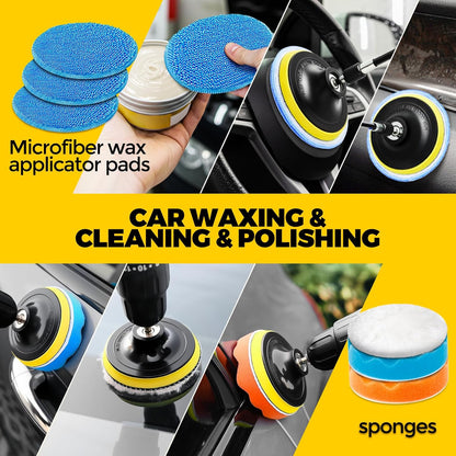 Holikme 22Pack Drill Brush Attachments Set,Scrub Pads & Sponge, Buffing Pads,Power Scrubber Brush,Car Polishing Pad Kit,Wax Applicator Pad,Car Cleaning Kit,Masonry Brushes,Cleaning Supplies | Buffing Sponges, Nylon Grout Tools, Microfiber Wax Pads, Tile