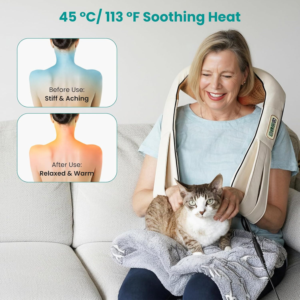 Nekteck Shiatsu Neck Massager with Heat for Pain Relief, NOT Cordless